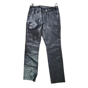 Gap Black Leather Pants Womens 4 Vintage Y2K Lined Moto Bootcut Biker